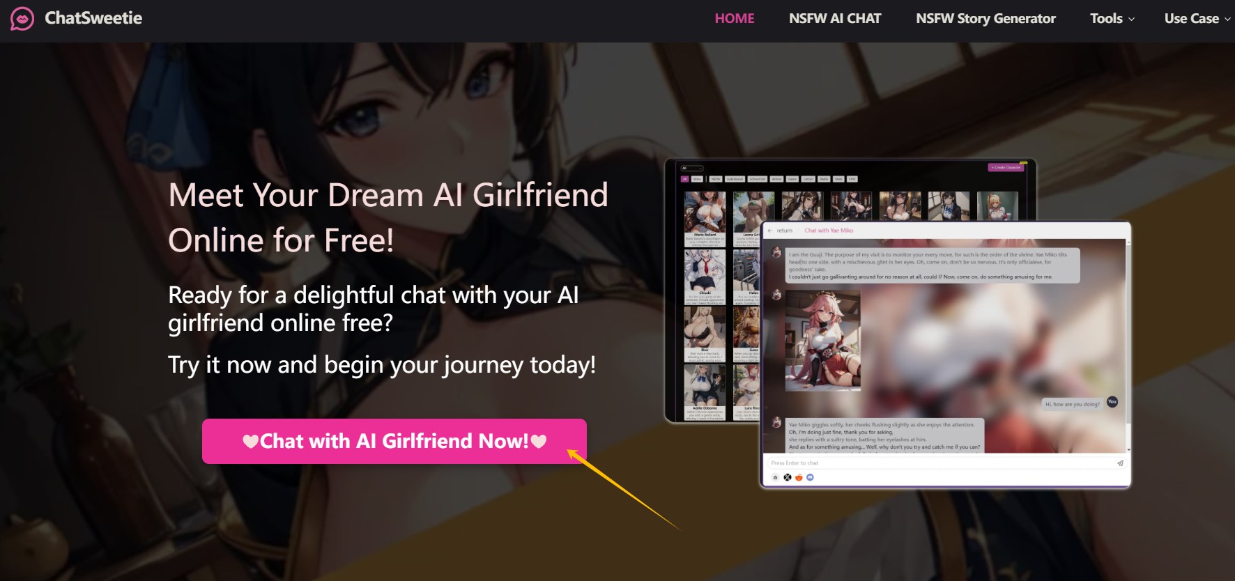 Using ChatSweetie for Free NSFW AI Chat Conversations-step 1